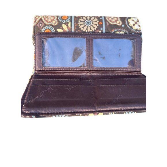 Vera Bradley Canyon Tri Fold Wallet Brown Floral Card Slots Magnetic Clasp - Picture 5 of 5